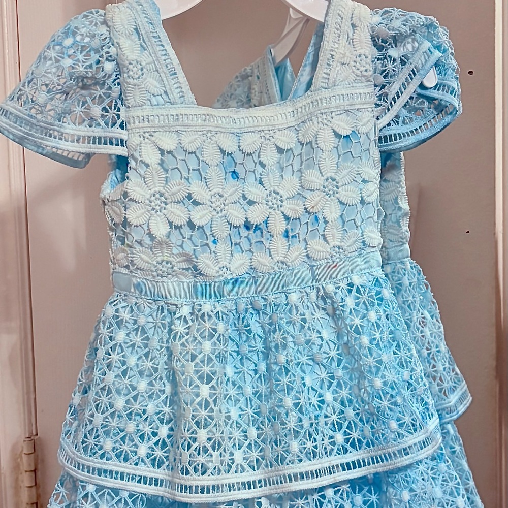 Blue Lace Floral Dress